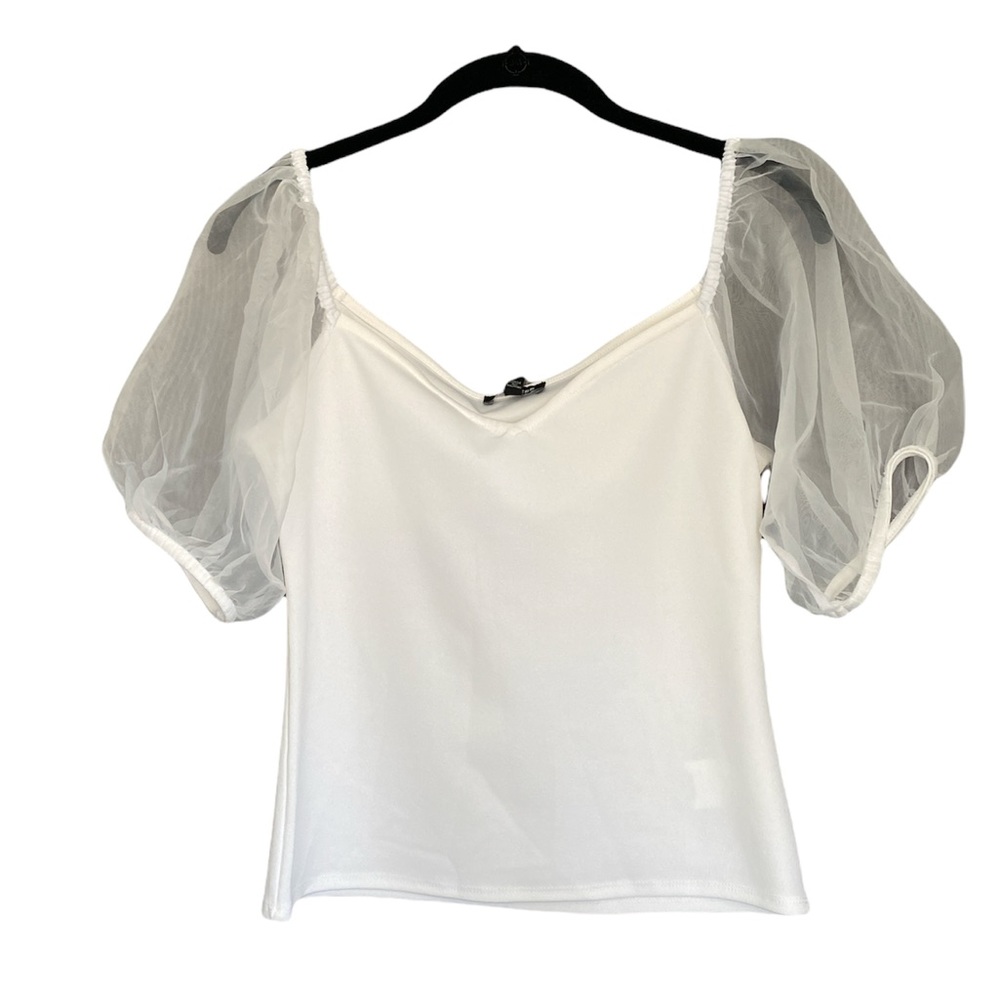 Express White Puff Sleeve Top